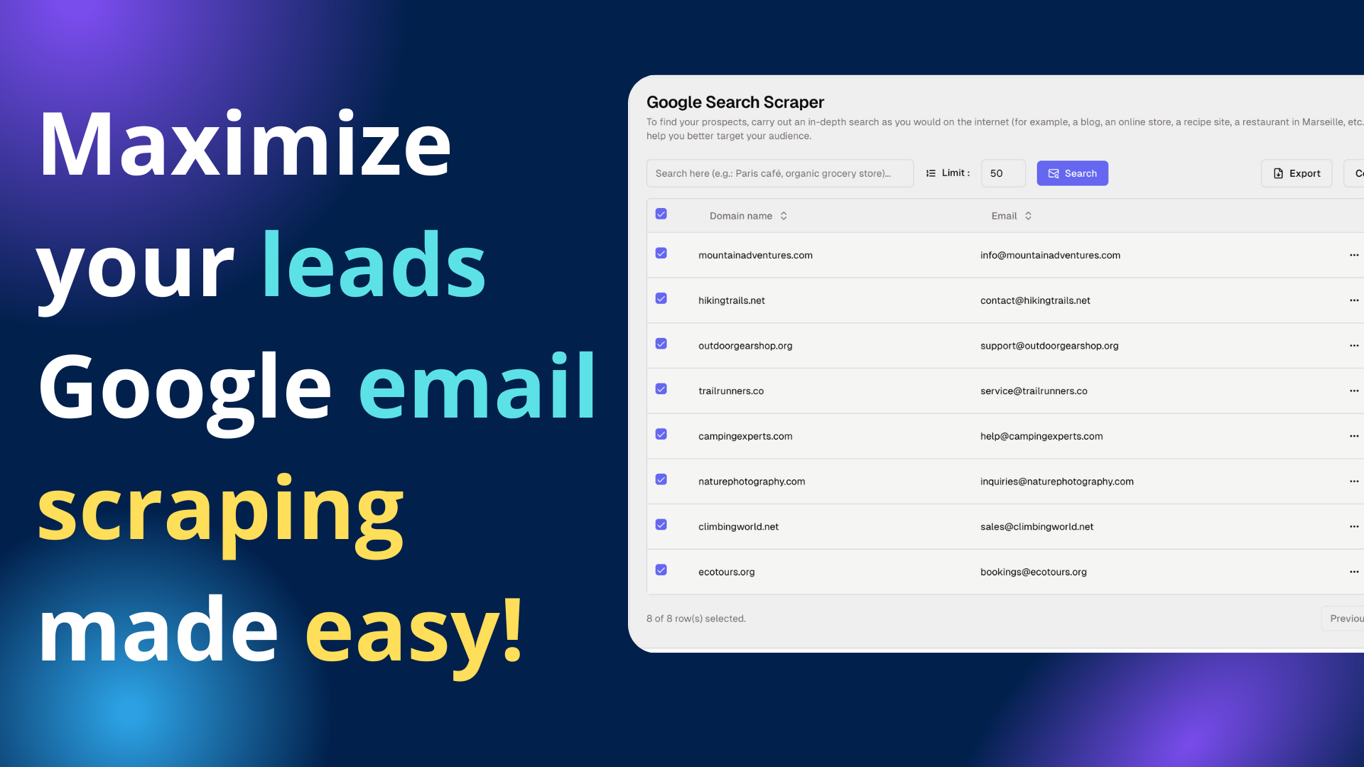 Maximize your leads Google email scraping made easy!